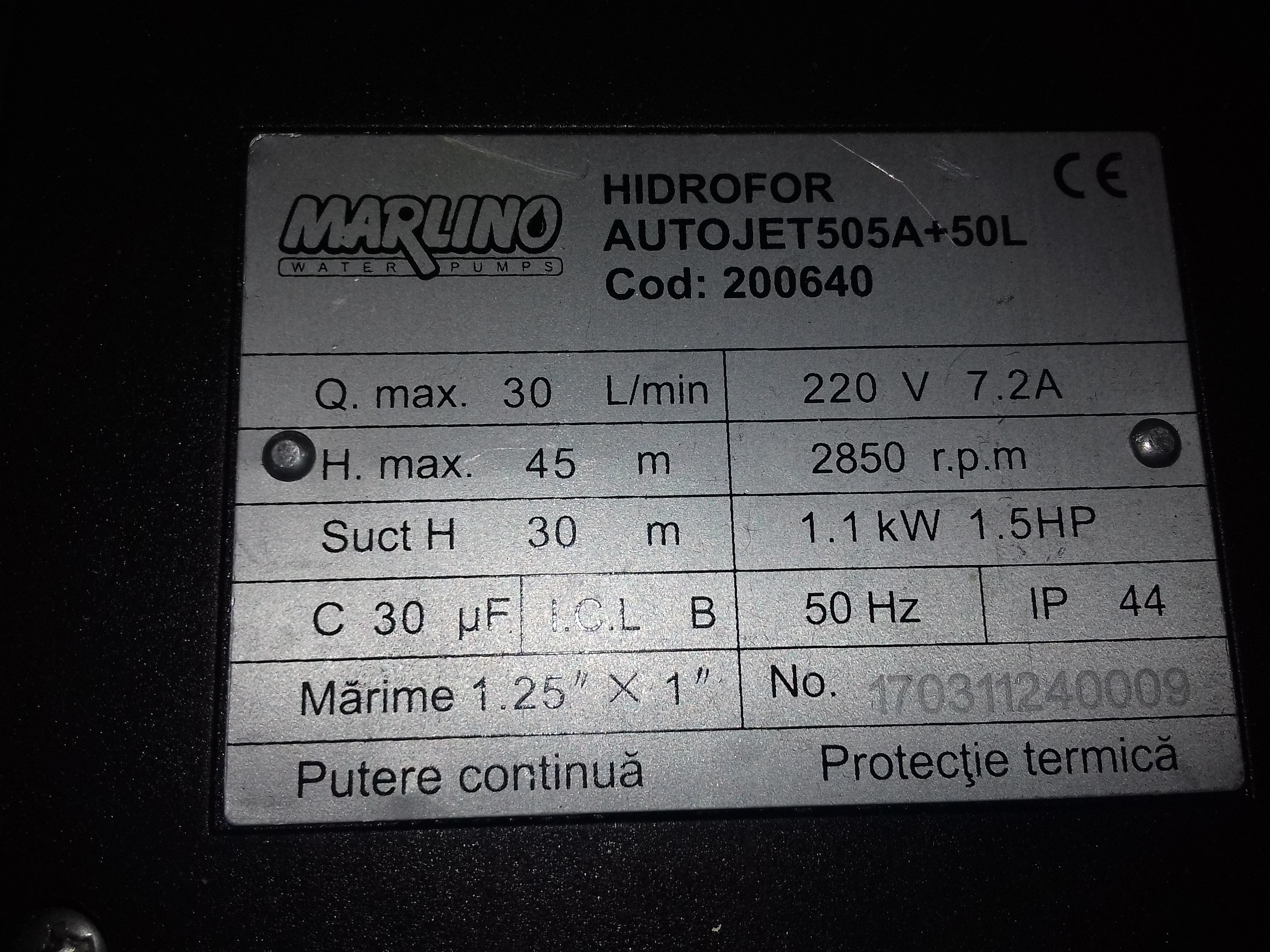 200640 HIDROFOR AUTOJET  505A MARLINO